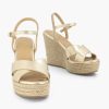 Sandals | Graceland Gold Espadrille Wedge Heel