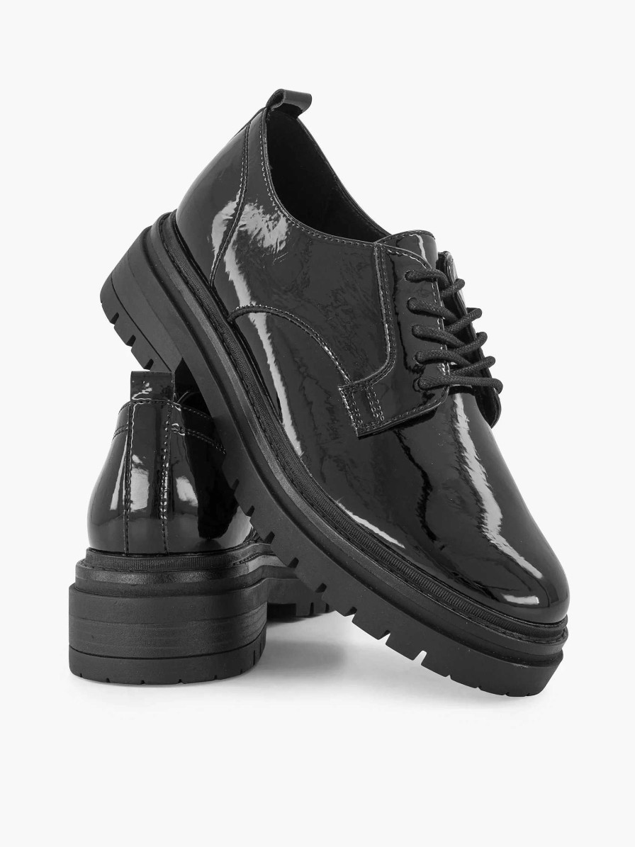 Loafers | Oxmox Black Chunky Lace-Up Shoe Lacquer