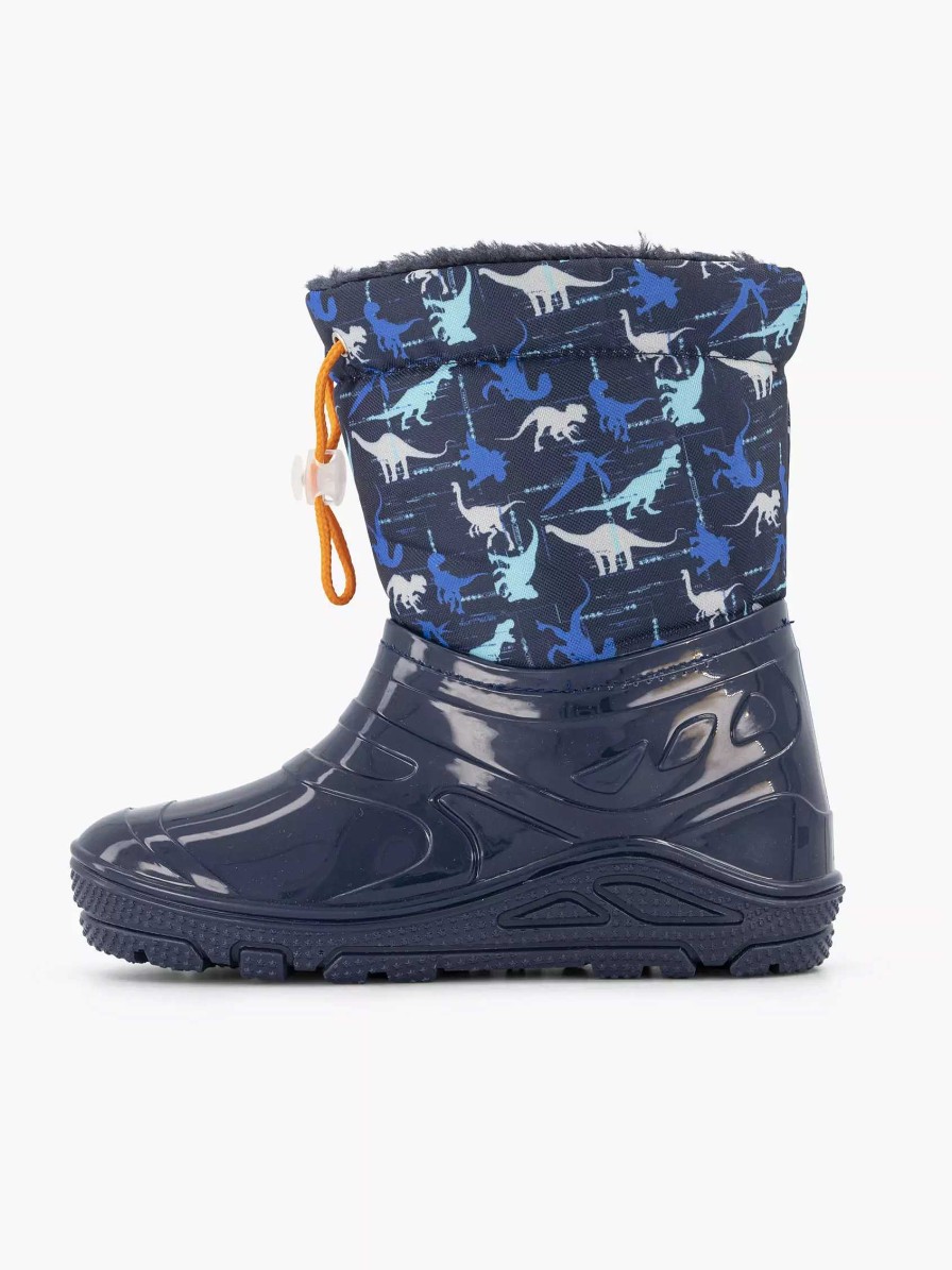 Baby Shoes | Landrover Blue Rain Boot Dino Lined