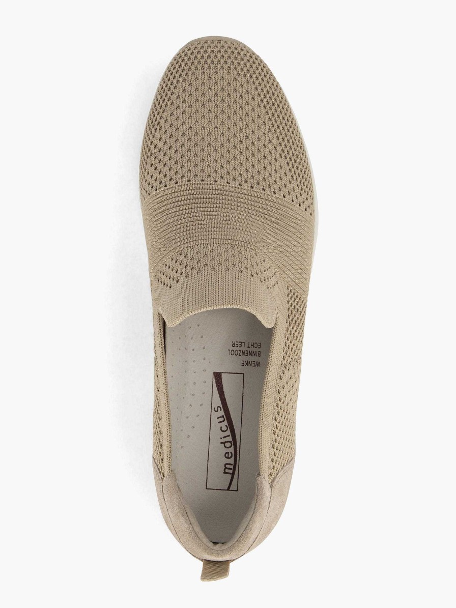 Comfort Shoes | Medicus Beige Slip-On Comfort Sneaker Knitted