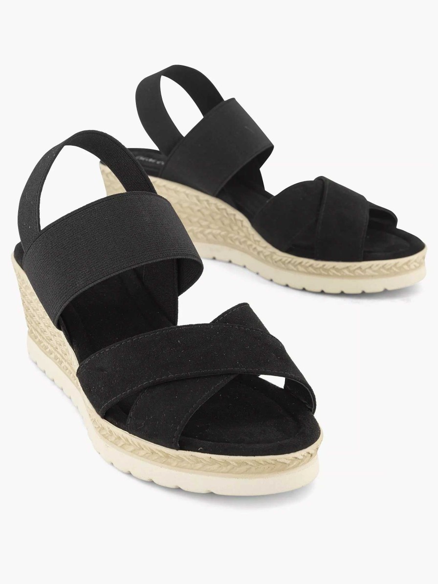 Sandals | Graceland Black Sandalette Wedge Heel