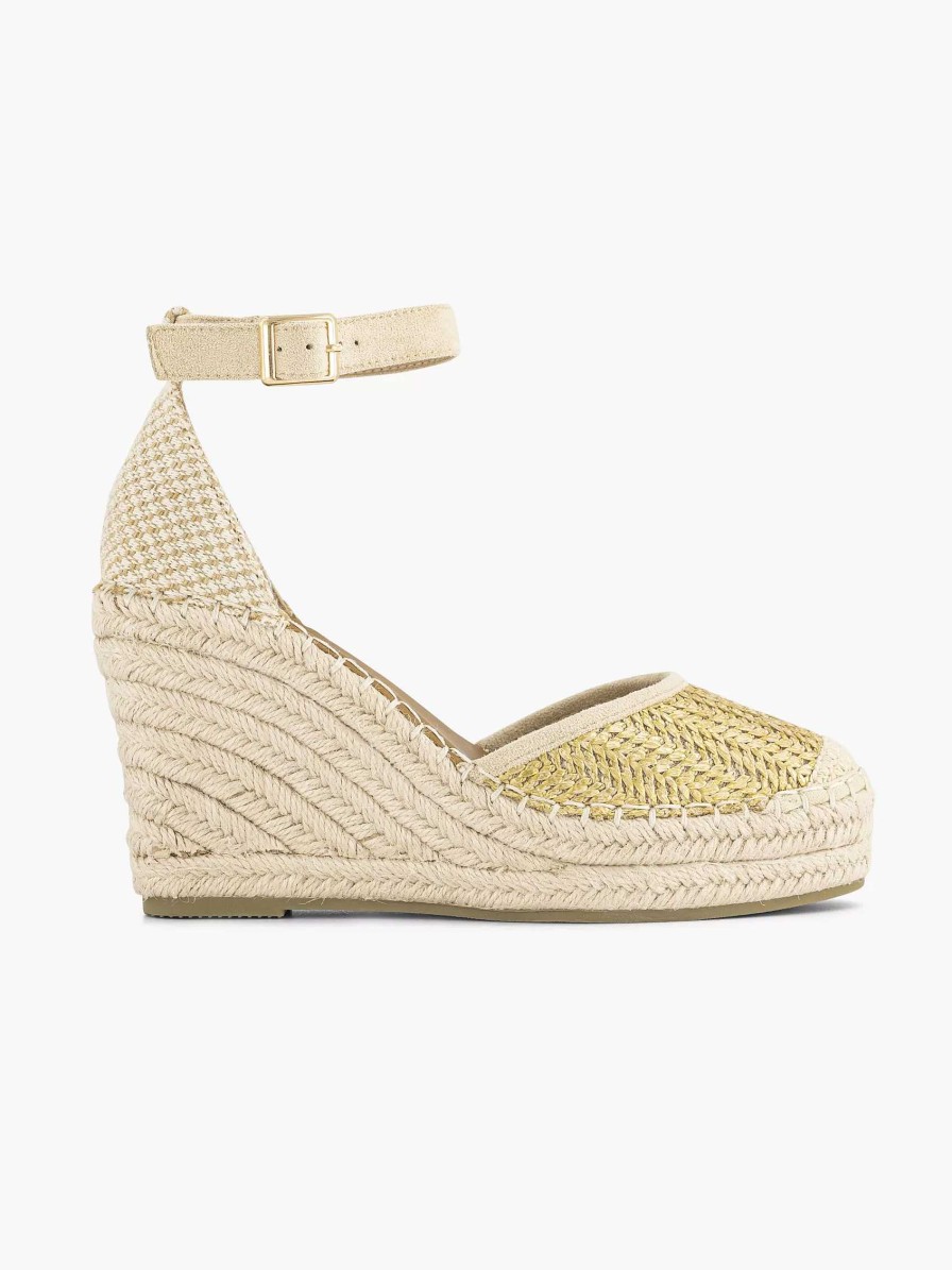 High Heels | Graceland Gold Espadrille Wedge Heel