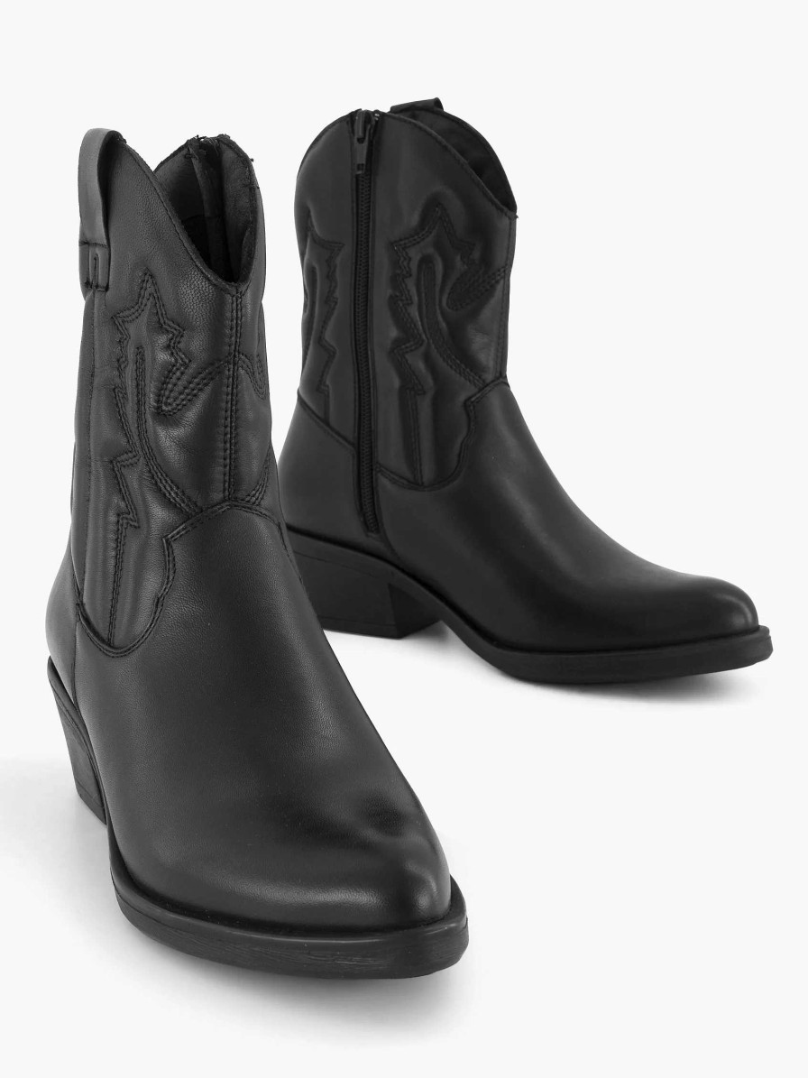 Ankle Boots & Boots | Oxmox Black Leather Cowboy Boot