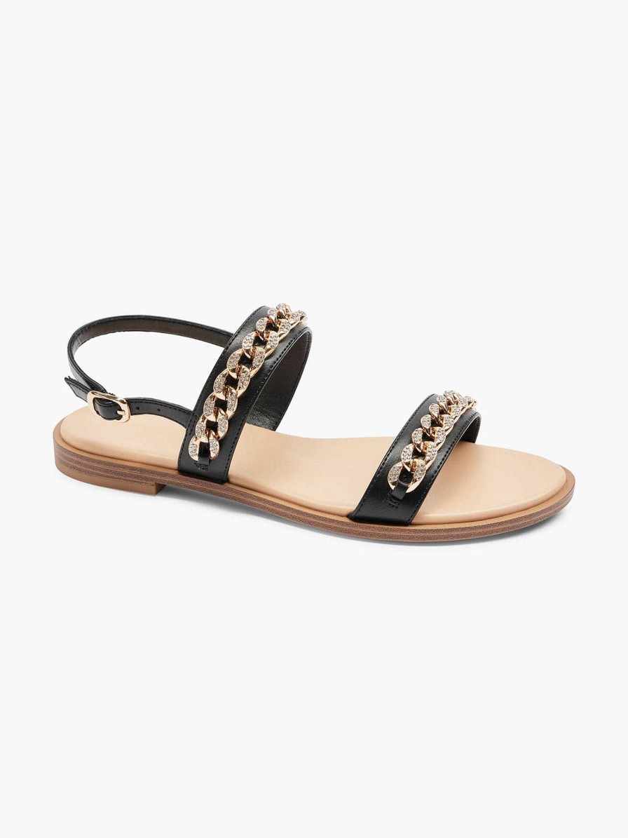 Sandals | Graceland Black Sandal Decorative Necklace