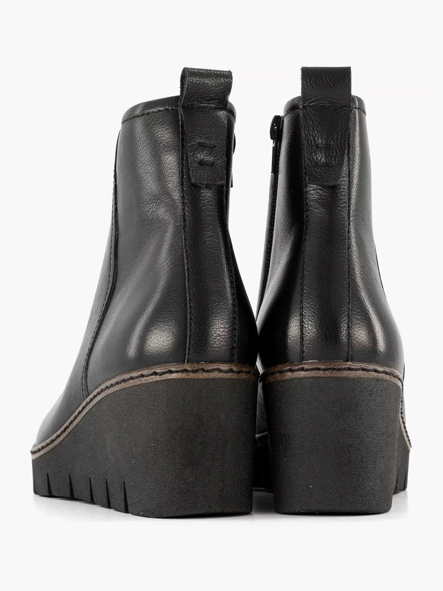 Ankle Boots & Boots | 5th Avenue Black Leather Wedge Heel Ankle Boot