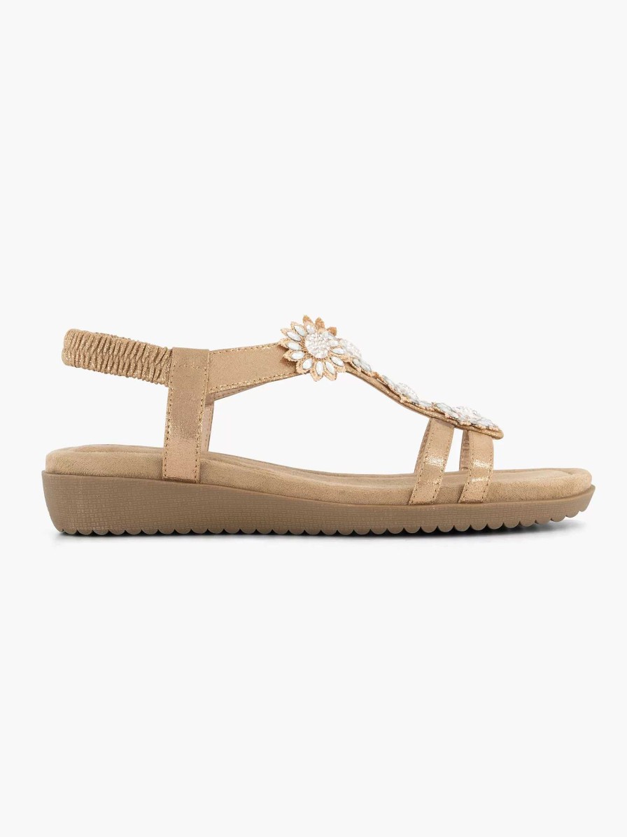 Comfort Shoes | Easy Street Rose Gold Comfort Sandal Stones