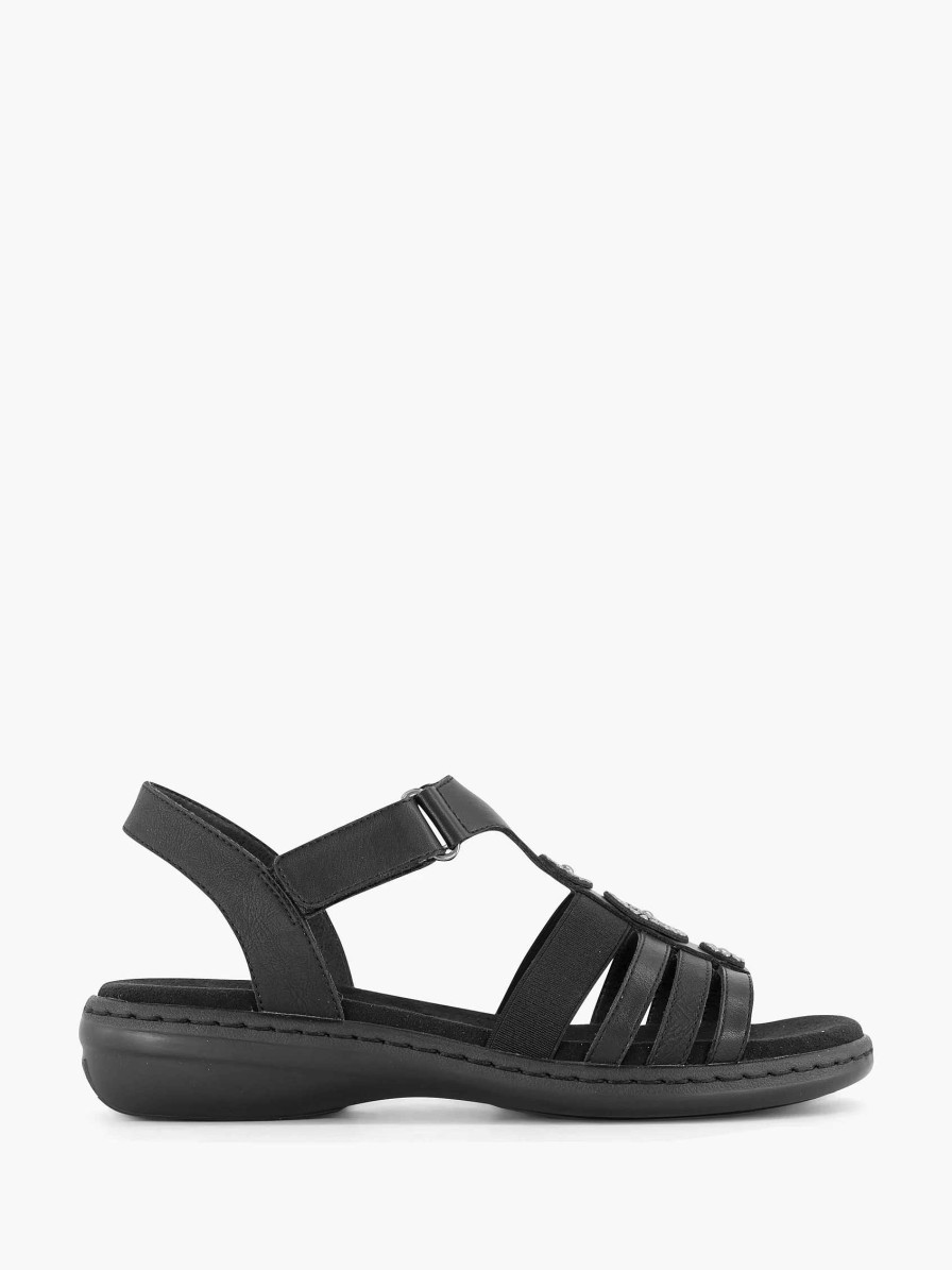 Comfort Shoes | Easy Street Black Sandal Velcro