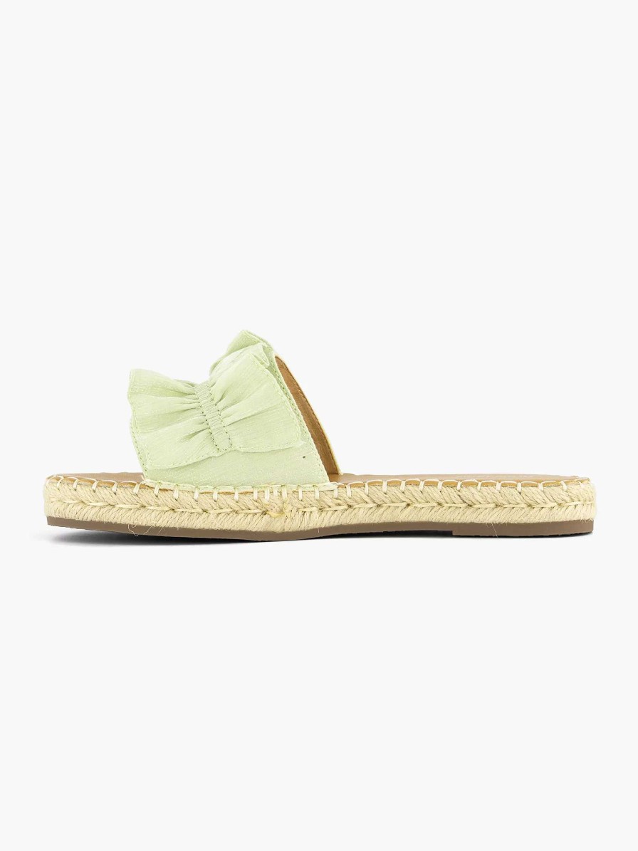 Flip Flops | Graceland Light Green Slipper Ruffles