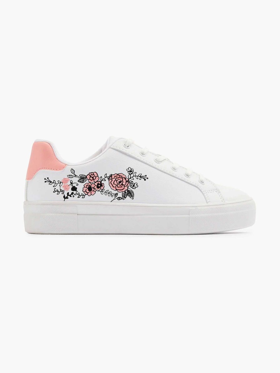 Sneakers | Graceland White Sneaker Pink Flowers