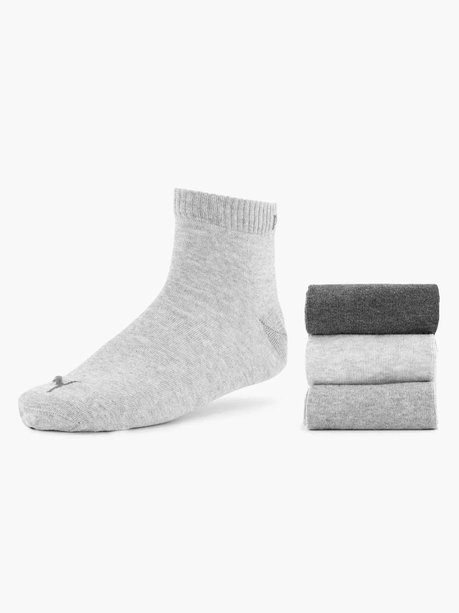 Socks | Puma Gray Quarter Plain 3 Pack 39-42