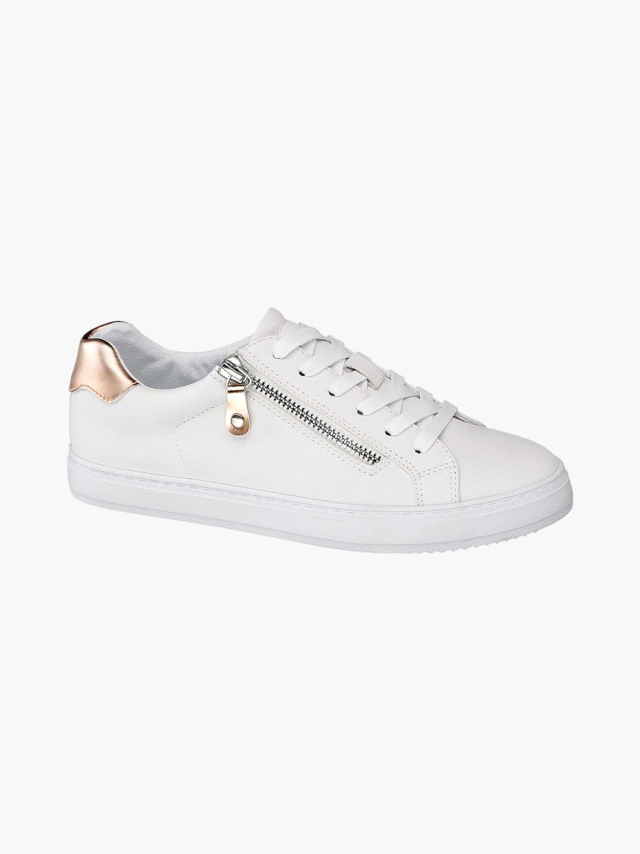 Sneakers | Graceland White Sneaker Decorative Zipper