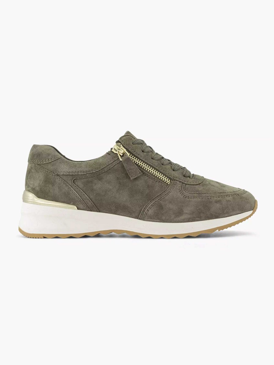 Comfort Shoes | Medicus Dark Green Leather Comfort Sneaker