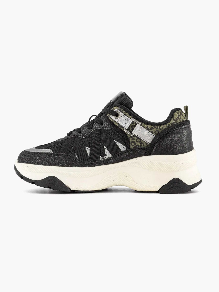 Sneakers | Oxmox Black Chunky Sneaker Panther Print