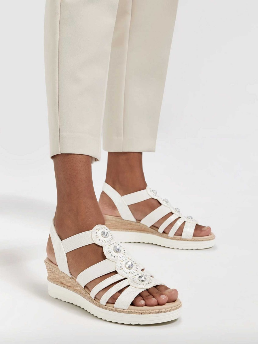 Comfort Shoes | Easy Street White Sandal Sheeheel