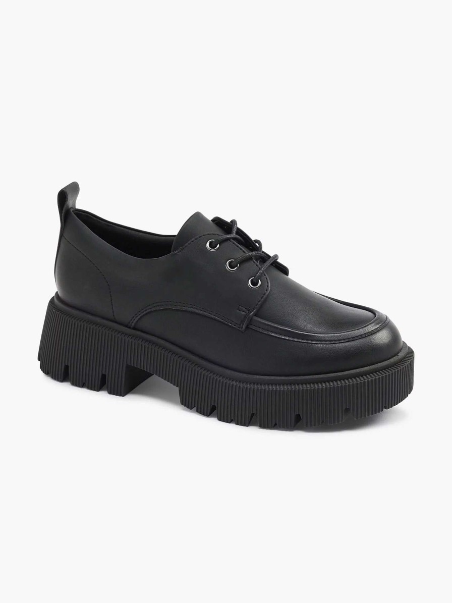 Loafers | Oxmox Black Chunky Lace-Up Shoe